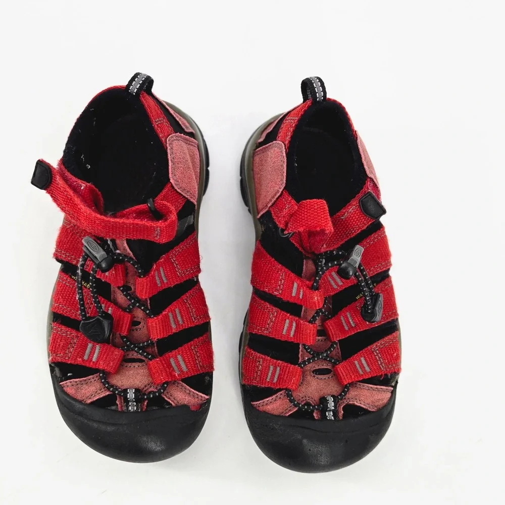 KEEN Newport H2 Kids 13 Red Black Wide Toe Box Waterproof Camp Hiking Sandals